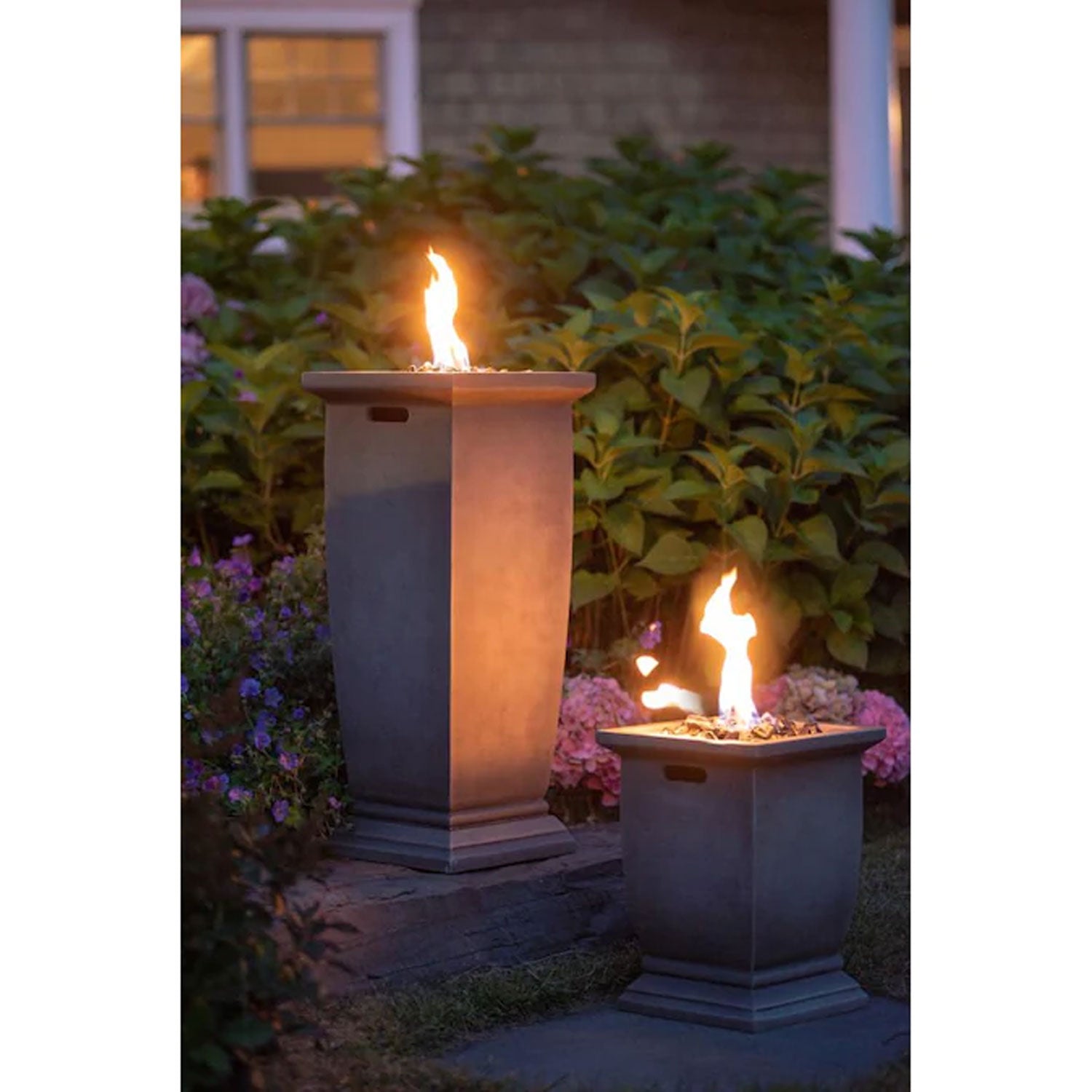 Endless Summer Stainless Steel Decorative Faux Stone Patio Gas Fire Pit(Damaged)