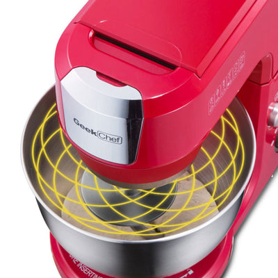 Geek Chef 2.6 Quart Bowl 7 Speed Tilt Head Stand Mixer 500 Watts, Red (Open Box)
