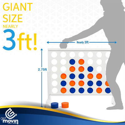 GetMovin' Sports Giant Plastic 4 In A Row Lawn Board Game Set,White (Open Box)