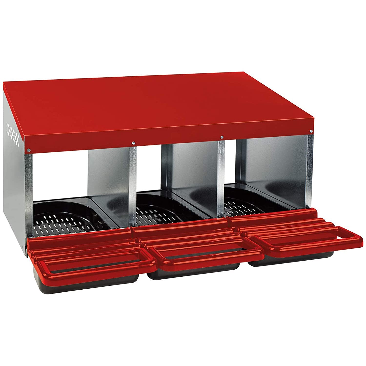 Little Giant Galvanized Steel Chicken & Poultry Nesting Box For Eggs, Triple Pen - VMInnovations