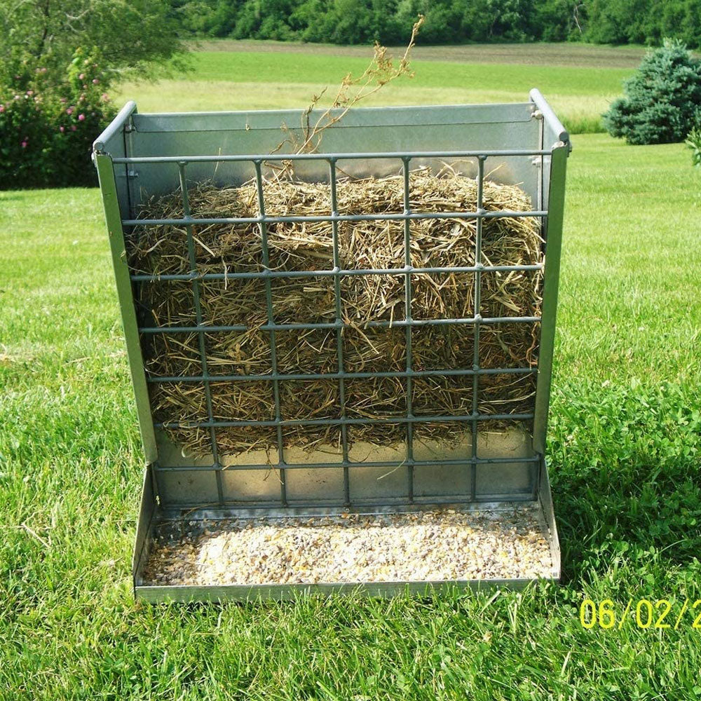 Little Giant Heavy-Duty Galvanized Metal 2-in-1 Goat and Sheep Feeder (3 Pack)