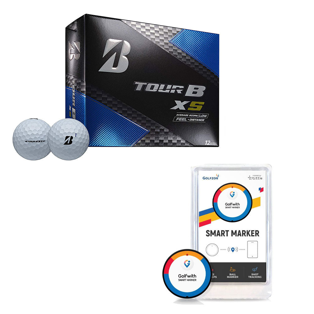 Bridgestone Tour B XS Golf Balls +  Golfwith Smart Marker Distance Tracker