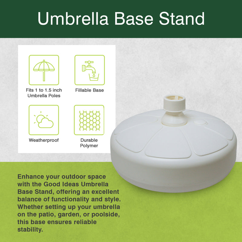 Good Ideas Umbrella Stand Patio Base for 1" & 1.5" Poles, White (Open Box)