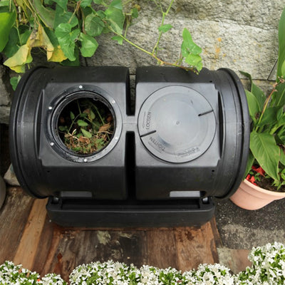 Good Ideas Compost Wizard Garden Duel Tumbler Compost Container, Black (Used)