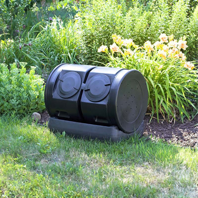 Good Ideas Compost Wizard Outdoor Garden Dual Tumbler Compost Container, Black
