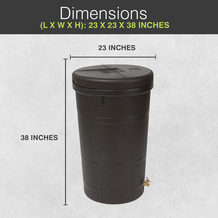Good Ideas Aspen ECO 50 Gallon Outdoor Rain Barrel & Universal Rain Barrel Stand