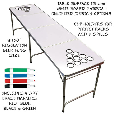 GoPong 8 Foot Folding Pong Tailgate Game Table with 6 Balls, Dry Erase(Open Box) - VMInnovations