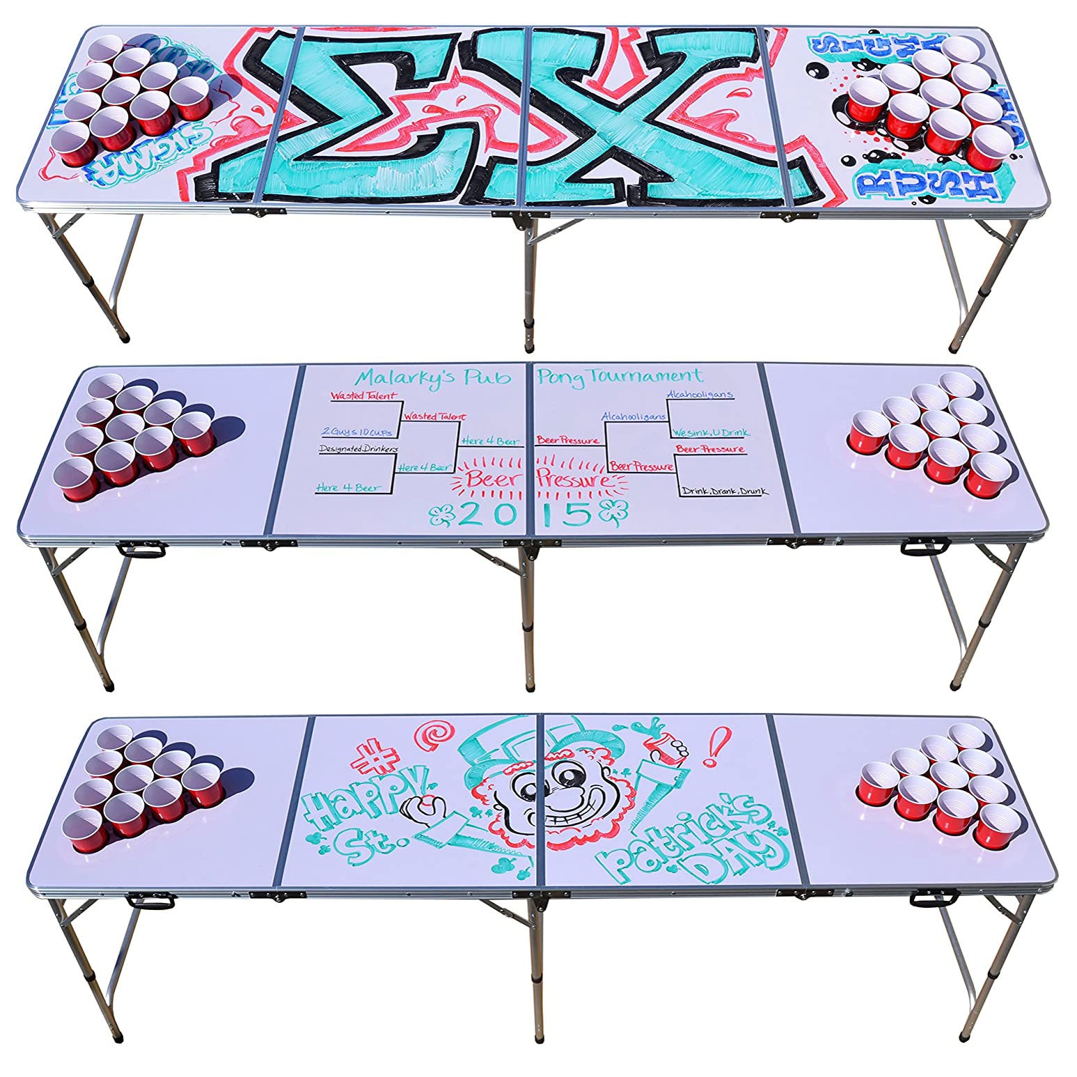 GoPong 8 Foot Folding Pong Tailgate Game Table with 6 Balls, Dry Erase(Open Box) - VMInnovations