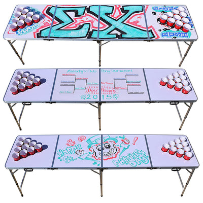 GoPong 8 Foot Folding Pong Tailgate Game Table with 6 Balls, Dry Erase(Open Box) - VMInnovations
