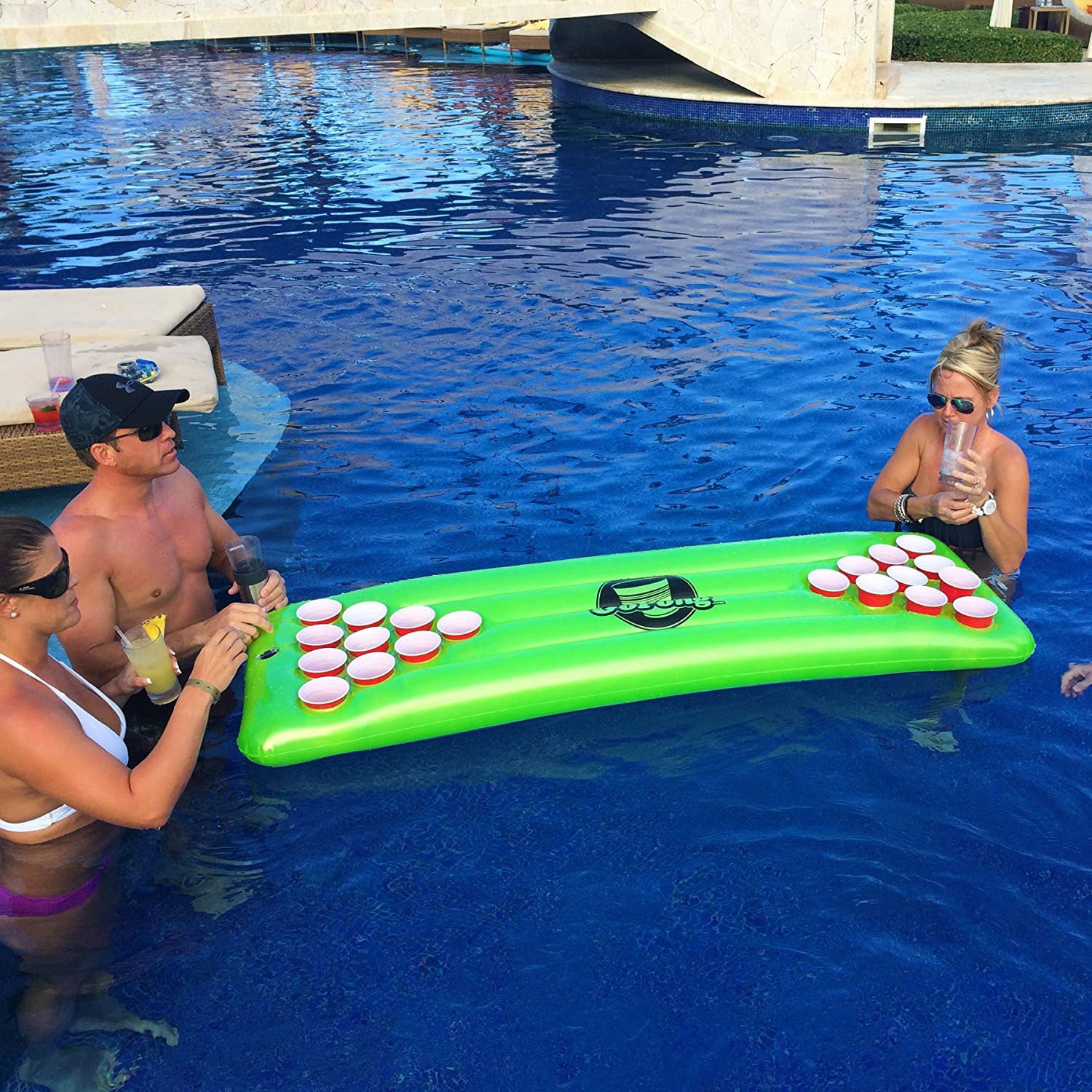 GoPong 6 Foot Inflatable Pong Party Game Table Pool Lounge Float Mat & 3 Balls