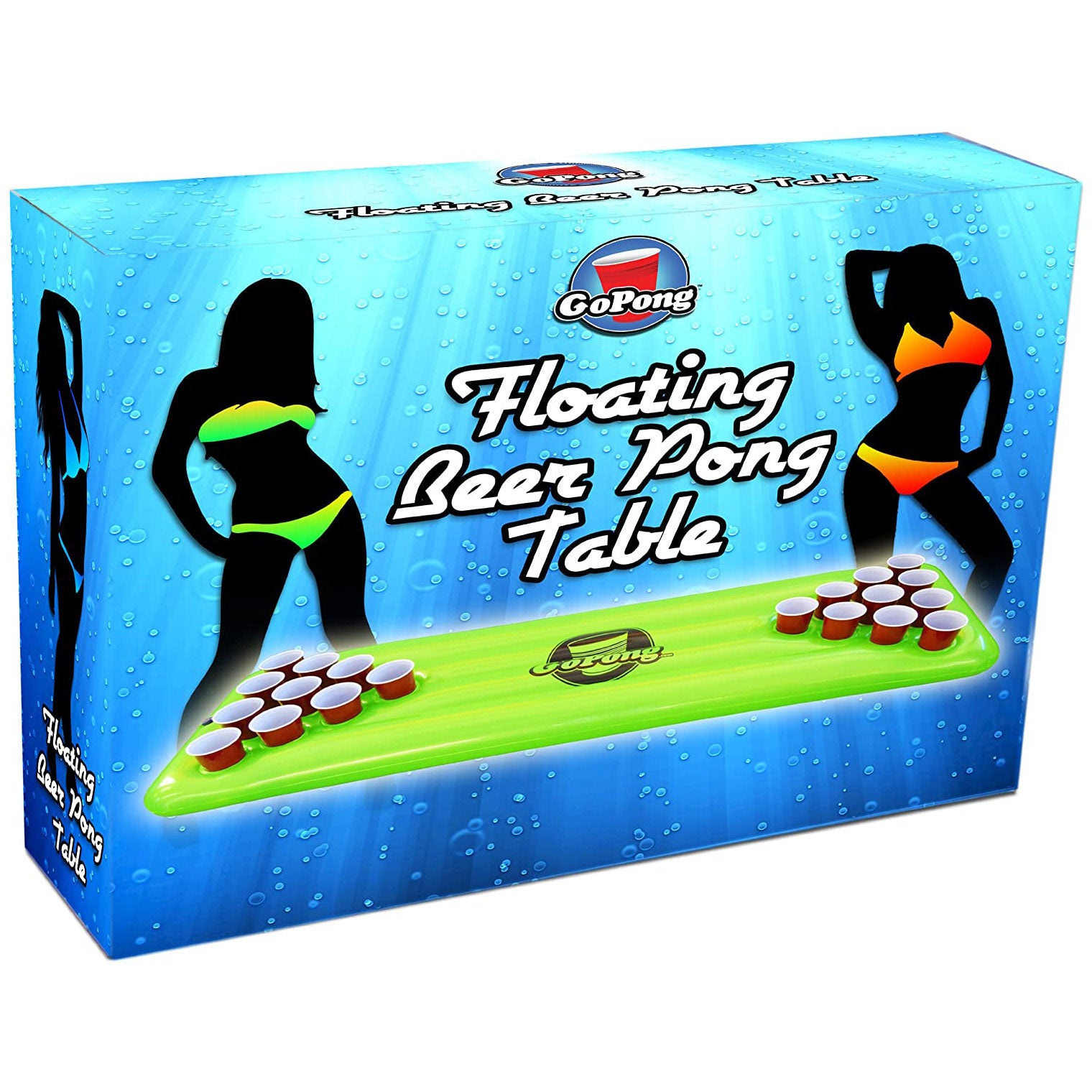 GoPong 6 Foot Inflatable Pong Party Game Table Pool Lounge Float Mat & 3 Balls