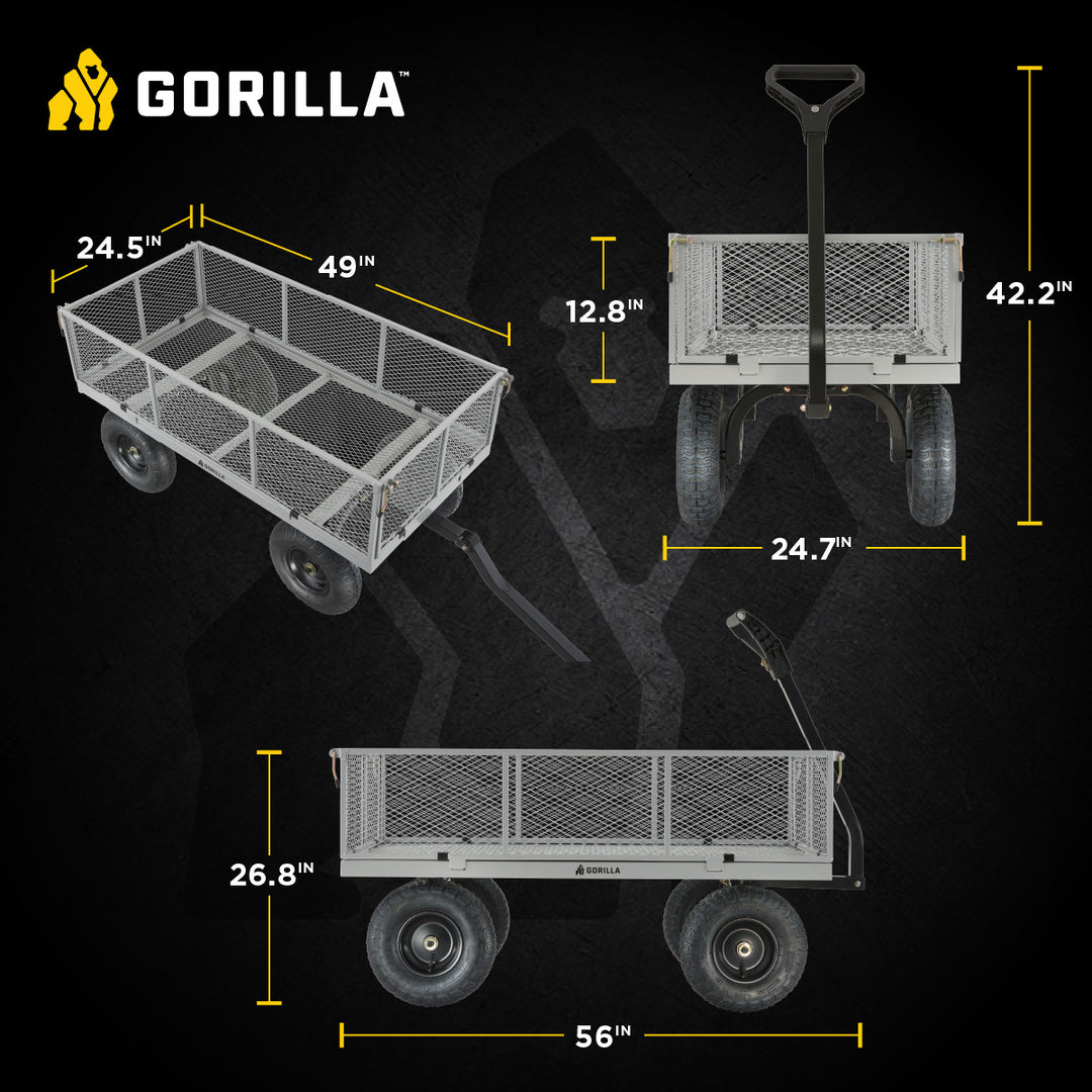 Gorilla Cart 1000 Pound Capacity Heavy Duty Steel Mesh Utility Wagon (For Parts) - VMInnovations