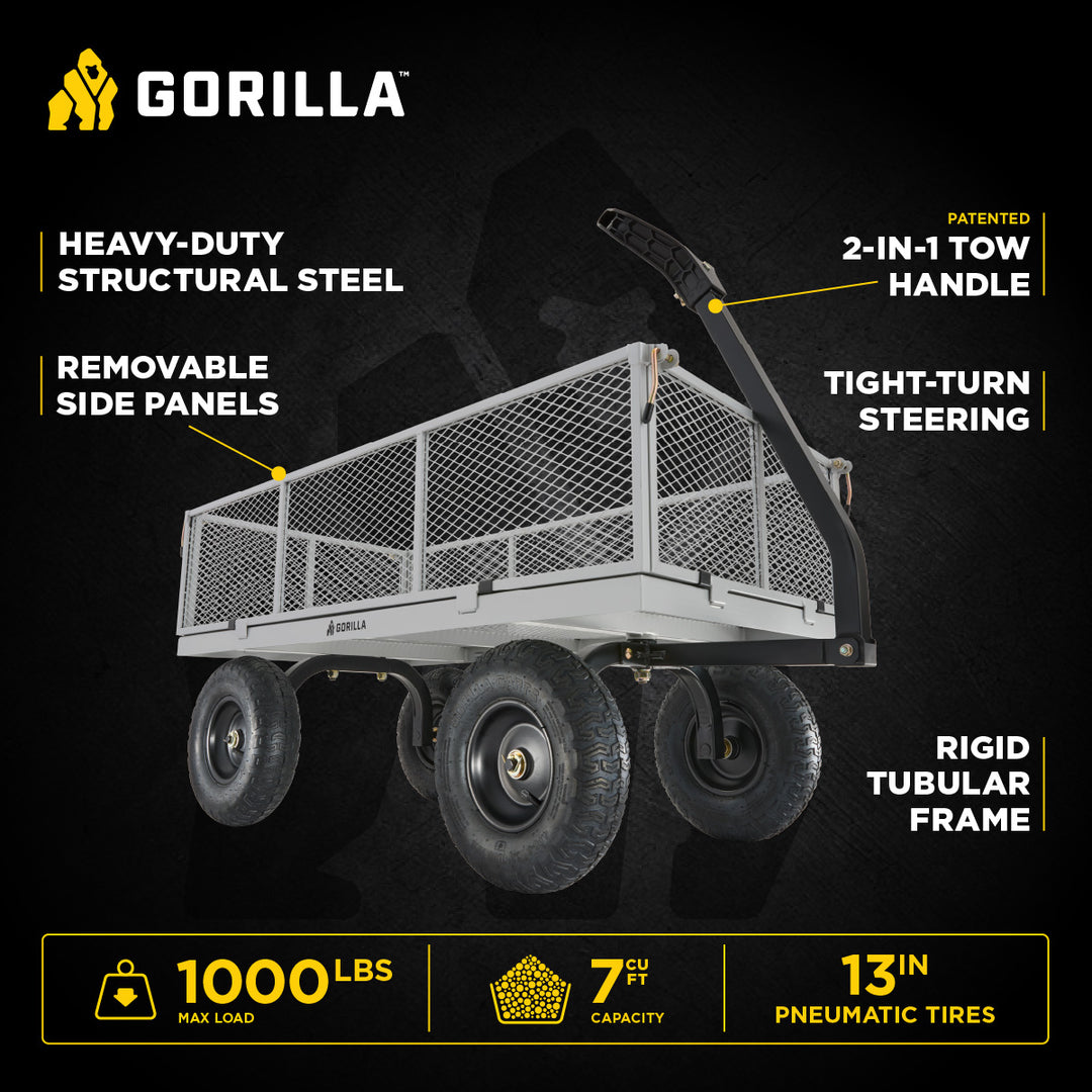 Gorilla Cart 1000 Pound Capacity Heavy Duty Steel Mesh Utility Wagon (For Parts) - VMInnovations
