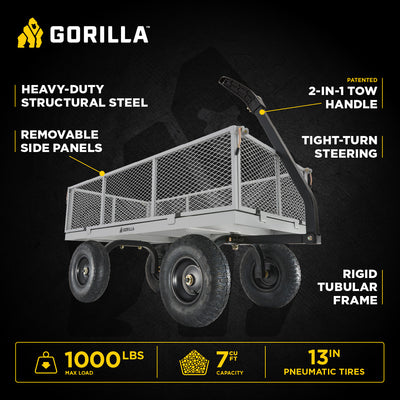 Gorilla Cart 1000 Pound Capacity Heavy Duty Steel Mesh Utility Wagon (For Parts)