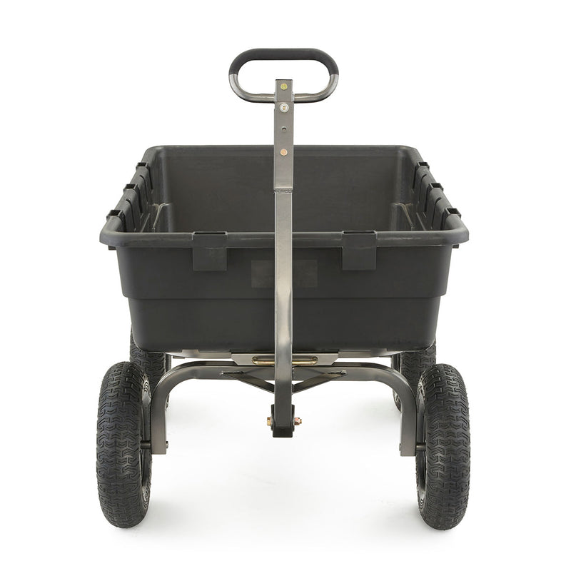 Gorilla Carts Heavy Duty Poly Yard Dump Cart Garden Wagon with 16 Inch Tires