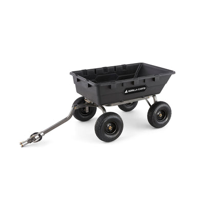 Gorilla Carts Heavy Duty Poly Yard Dump Cart Garden Wagon with 15 Inch Tires