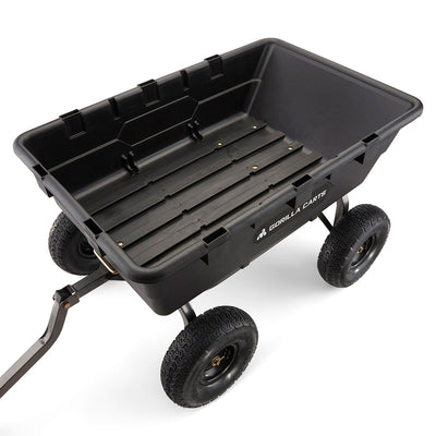 Gorilla Carts 1500 Pound Capacity Poly Yard Dump Utility Cart, Black (For Parts)