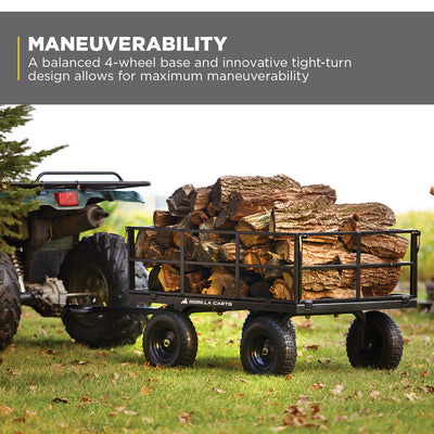 Gorilla Cart 9 Cubic Feet Heavy Duty Steel Utility Wagon Cart, Black (Open Box) - VMInnovations