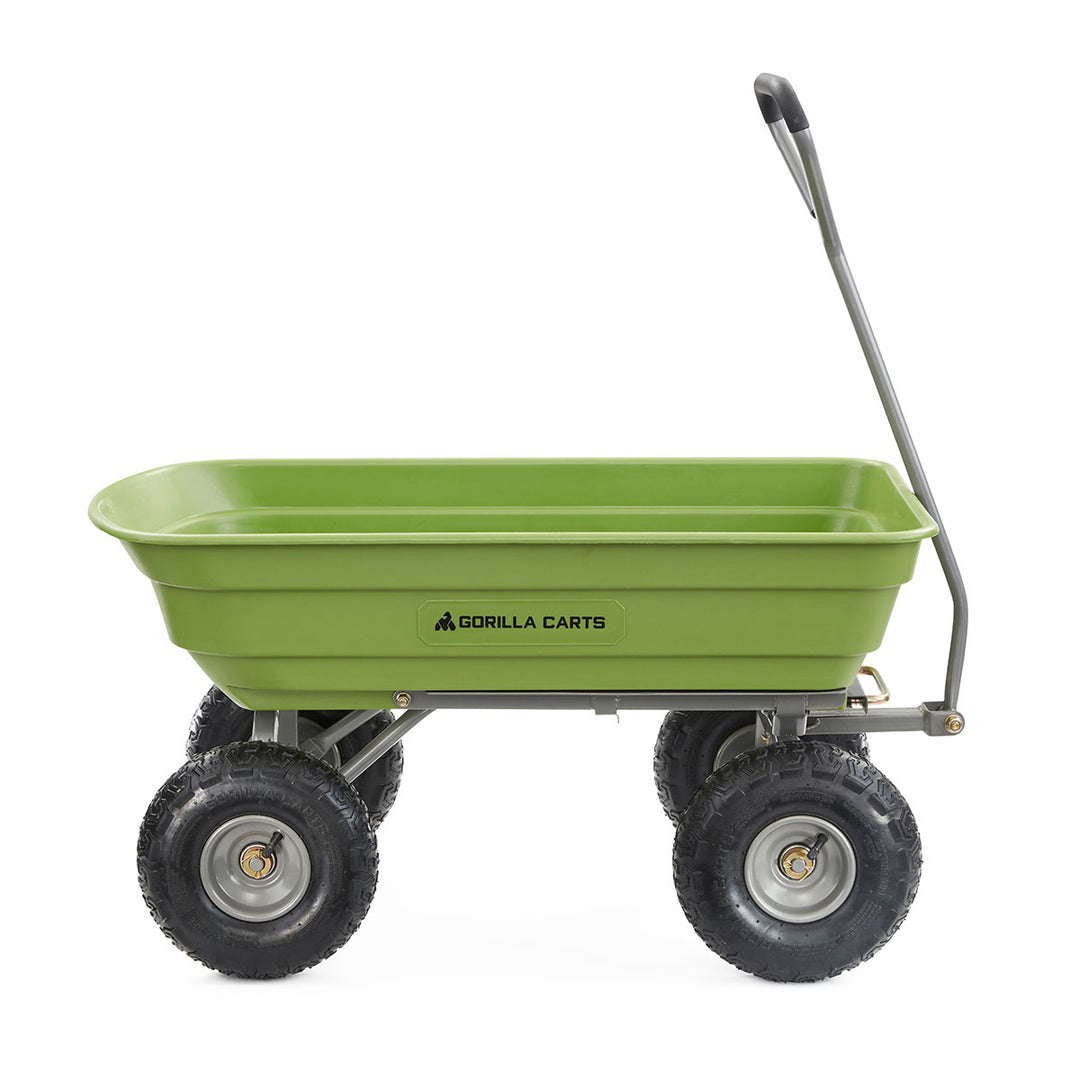 Gorilla Carts Heavy Duty Poly Yard Dump Cart, Lawn & Garden Wagon, 600 Lb, Green