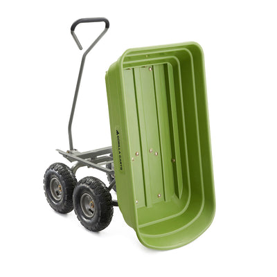 Gorilla Carts 600 Pound Capacity Poly Yard Dump Utility Cart, Green (Used)