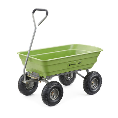 Gorilla Carts 600 Pound Capacity Poly Yard Dump Utility Cart, Green (Used)