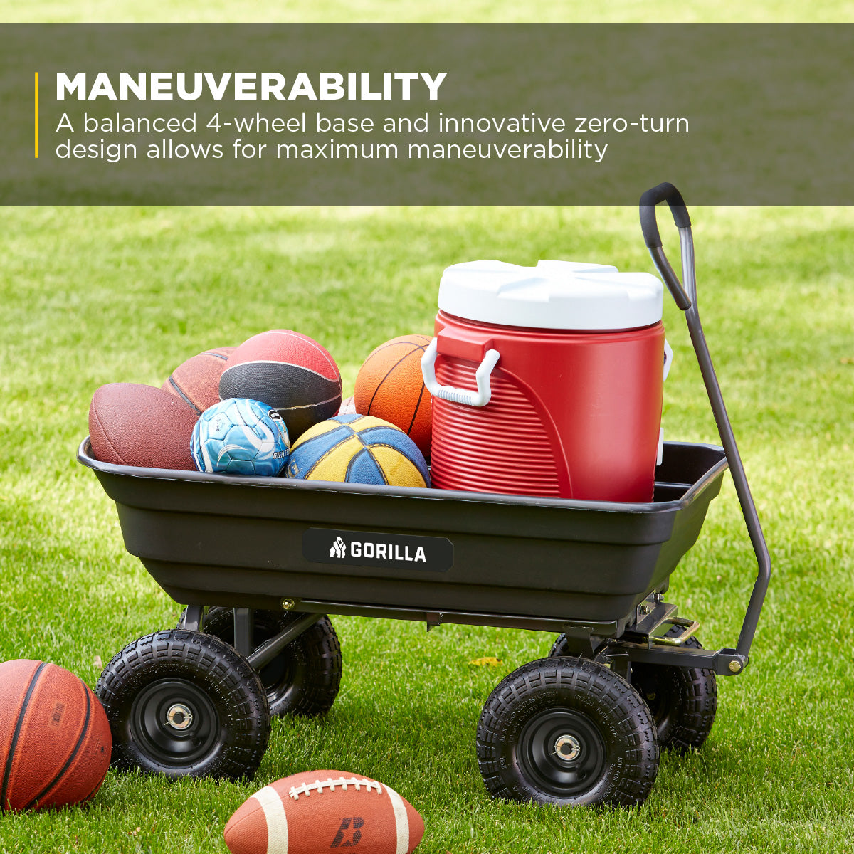 Gorilla Carts Poly Garden Dump Cart Camping Beach Wagon, 600 Pound Capacity - VMInnovations