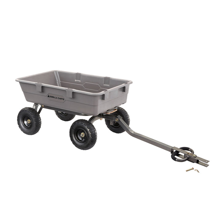 Gorilla Carts 800 Pound Capacity Heavy Duty Poly Yard Dump Utility Cart, Gray