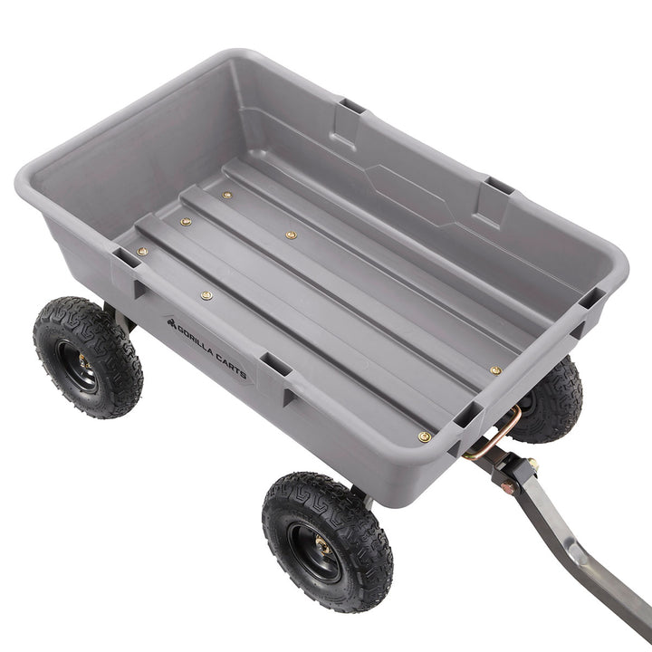 Gorilla Carts 800 Pound Capacity Heavy Duty Poly Yard Dump Utility Cart, Gray