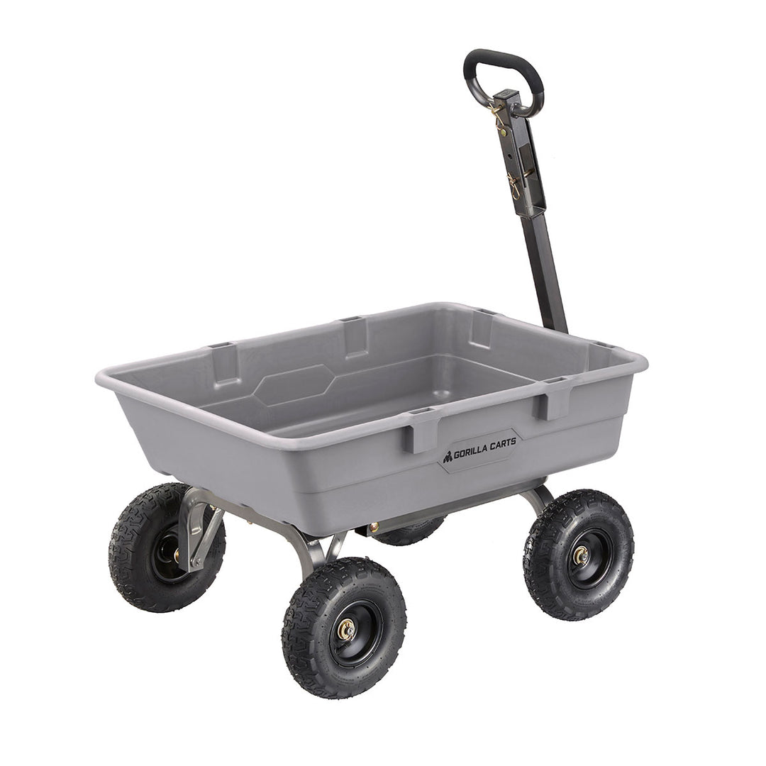 Gorilla Carts 800 Pound Capacity Heavy Duty Poly Yard Dump Utility Cart, Gray