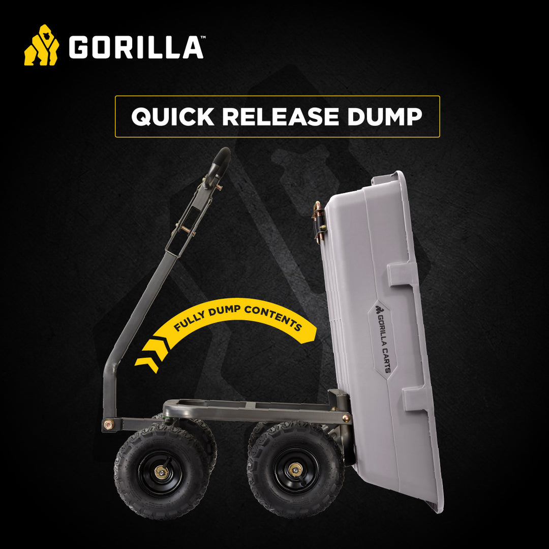 Gorilla Carts 800Lb Capacity Heavy Duty Poly Yard Dump Utility Cart (Open Box) - VMInnovations