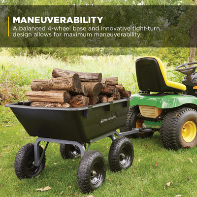 Gorilla Carts Garden Dump Cart Camping Beach Wagon, 1200lb Capacity (For Parts)