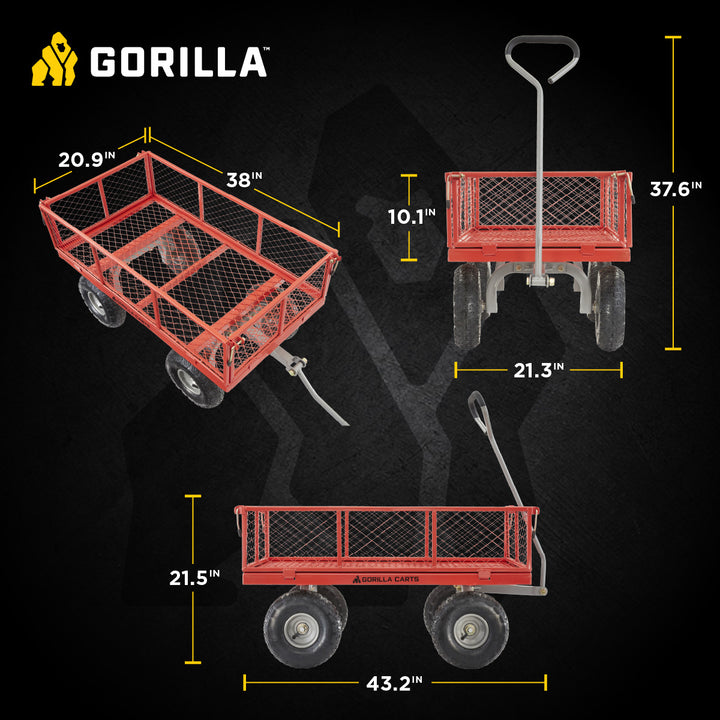 Gorilla Cart 800 LB Capacity Steel Mesh Utility Wagon Cart, Black (For Parts) - VMInnovations