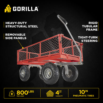 Gorilla Cart 800 Pound Capacity Steel Mesh Utility Wagon Cart, Black (Used) - VMInnovations