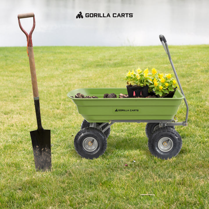 Gorilla Carts 600 Pound Capacity Poly Yard Dump Utility Cart, Green (Used) - VMInnovations