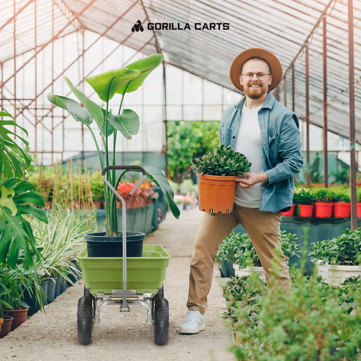 Gorilla Carts 600 Pound Capacity Poly Yard Dump Utility Cart, Green (Used) - VMInnovations