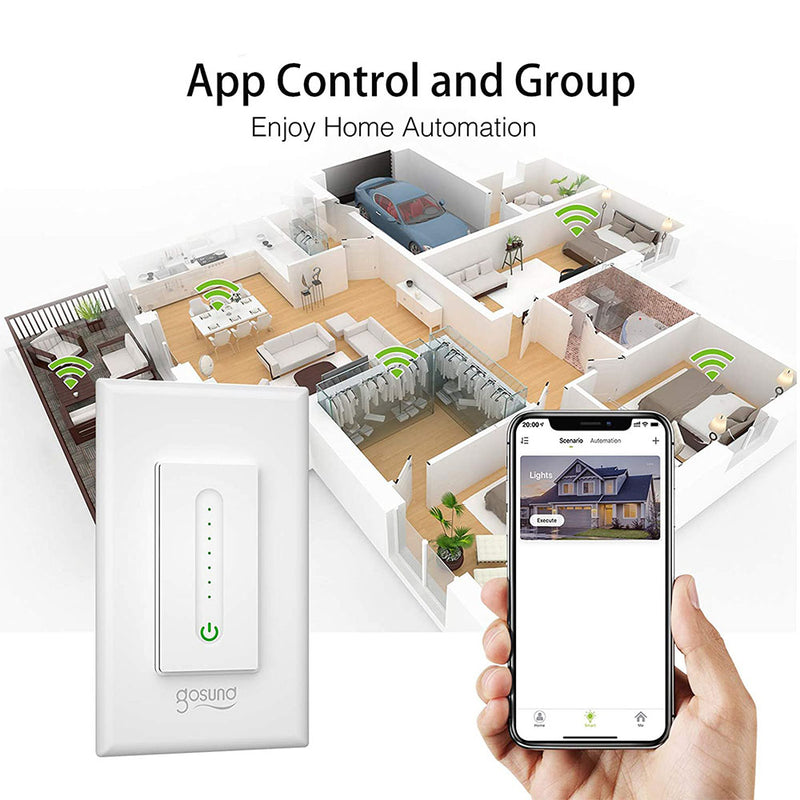 Gosund Smart Voice Control Wifi Dimmer Switch Works w/ Google and Alexa, 4 Pack