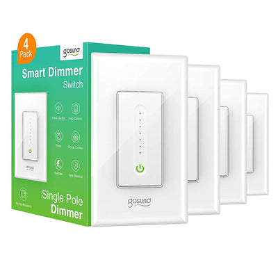 Gosund Smart Voice Control Wifi Dimmer Switch Works w/ Google and Alexa, 4 Pack