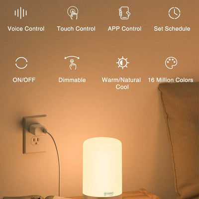 Gosund Smart Voice Control Wifi Bedside Lamp Compatible w/ Google/Alexa (Used)