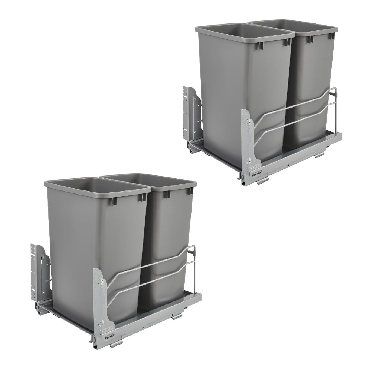 Rev A Shelf Double 35 Quart Kitchen Pullout Waste Container Trash Can (2 Pack)