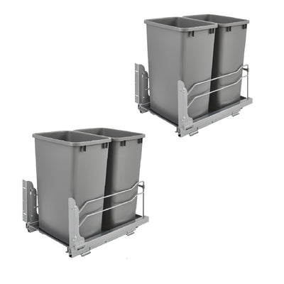 Rev A Shelf Double 35 Quart Kitchen Pullout Waste Container Trash Can (2 Pack)