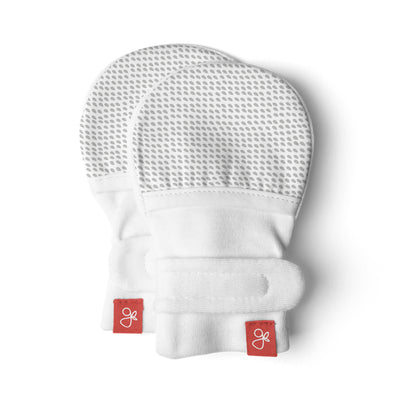 Goumikids Soft Organic Stay On No Scratch Baby Infant Mittens, 0-3M Drops Gray