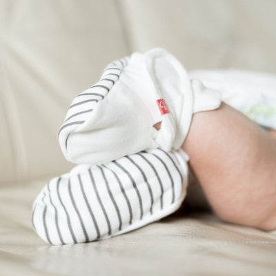 Goumikids Unisex Baby Organic Footie Pajama Outfit Bundle w/Booties, 0-3M Pewter