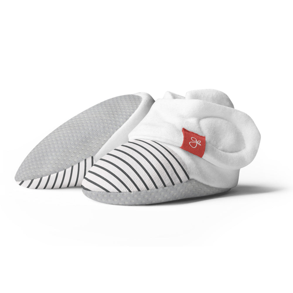 Goumikids Soft Organic Stay On Adjustable Baby Infant Booties, 6-12M Stripe Gray - VMInnovations