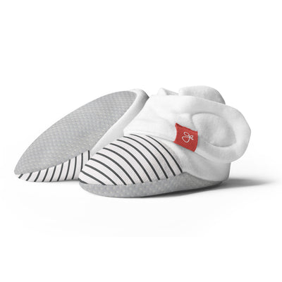 Goumikids Soft Organic Stay On Adjustable Baby Infant Booties, 6-12M Stripe Gray - VMInnovations