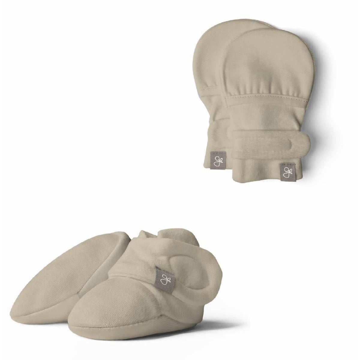 Goumikids 0-3M Baby Footie Pajamas Bundle with Infant Mittens & Bootie, Soybean - VMInnovations