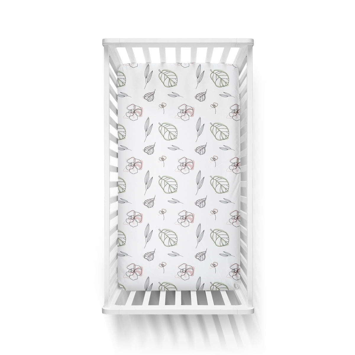Goumikids Soft Organic Cotton Standard Fitted Baby Crib Sheet, Abstract Flowers - VMInnovations