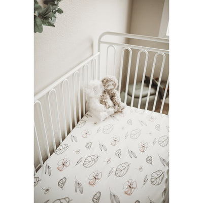 Goumikids Soft Organic Cotton Fitted Baby Crib Sheet, Abstract Flowers and Rose - VMInnovations