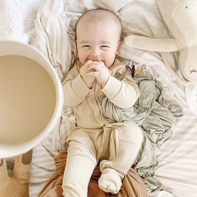 Goumikids Unisex Baby Footie Pajamas Organic Sleeper Clothes, 18-24M Soybean - VMInnovations