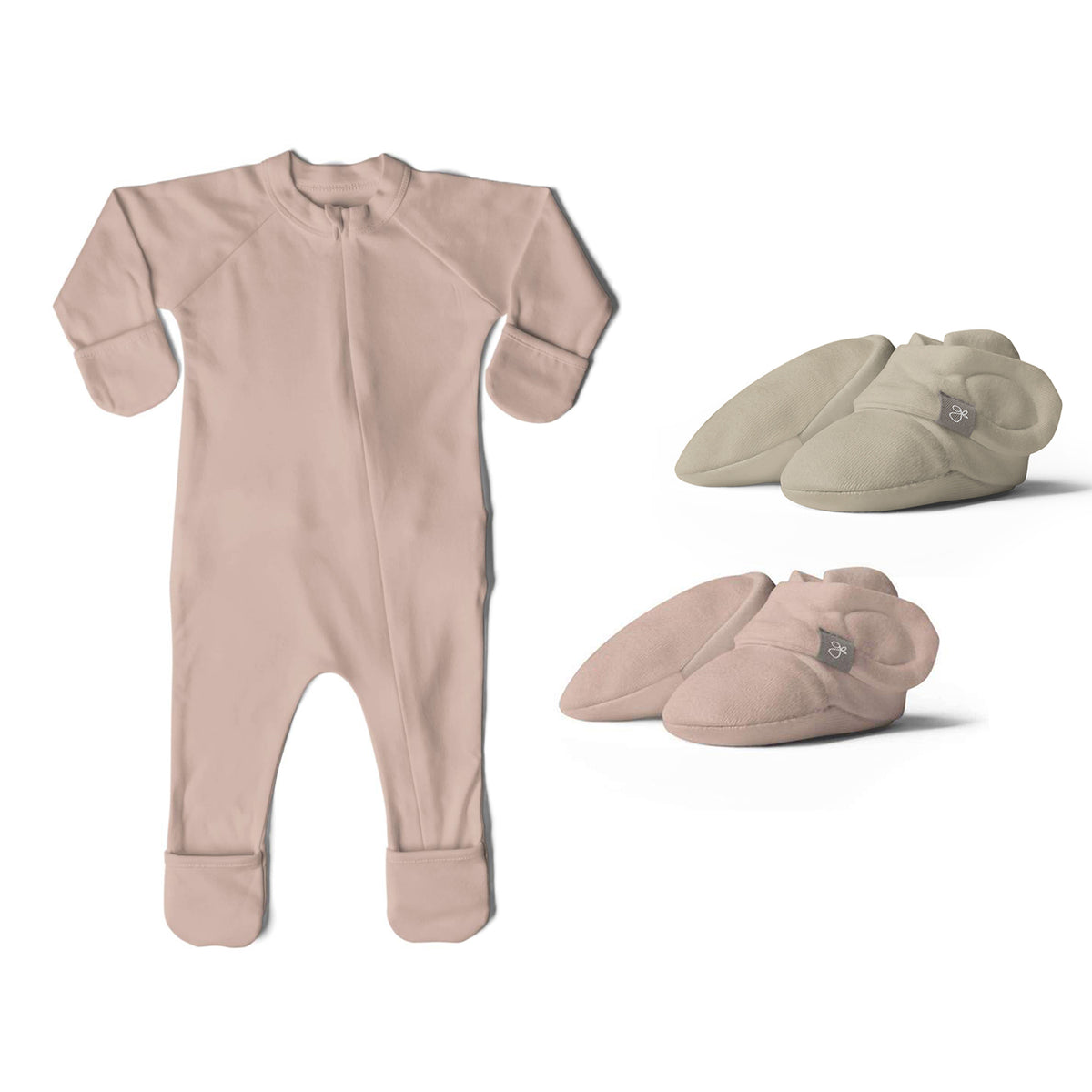 Goumikids 3-6M Unisex Baby Footie Pajamas with Booties (2 Pairs), Rose/Soybean - VMInnovations