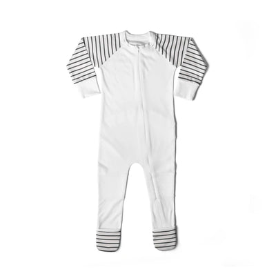Goumikids Unisex Baby Footie Pajamas Organic Sock Sleeper Clothes, 9-12M Stripe - VMInnovations